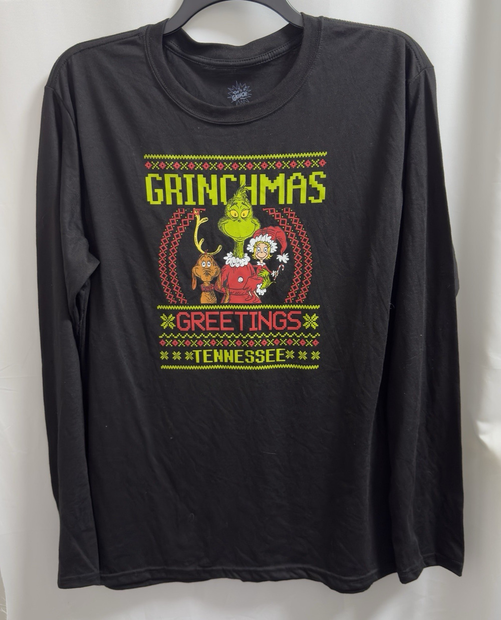 Dr Seuss The Grinch Christmas Shirt Mens Large Black Long Sleeve Grinchmas Tee